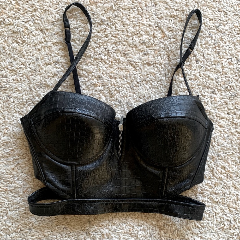 Faux leather crop top
